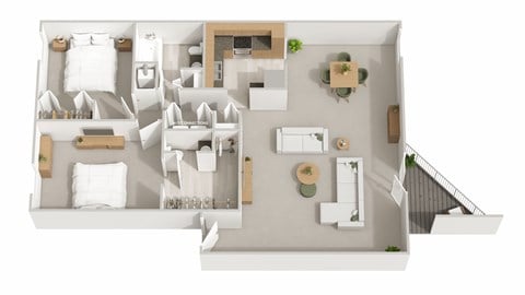 Floor plan for 2 beds, 1.5 baths, 908 sqft